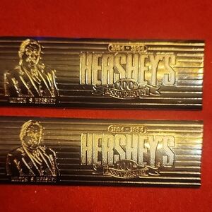 Two Gold Bar Hersheys 100 Anniversary Paper Weight